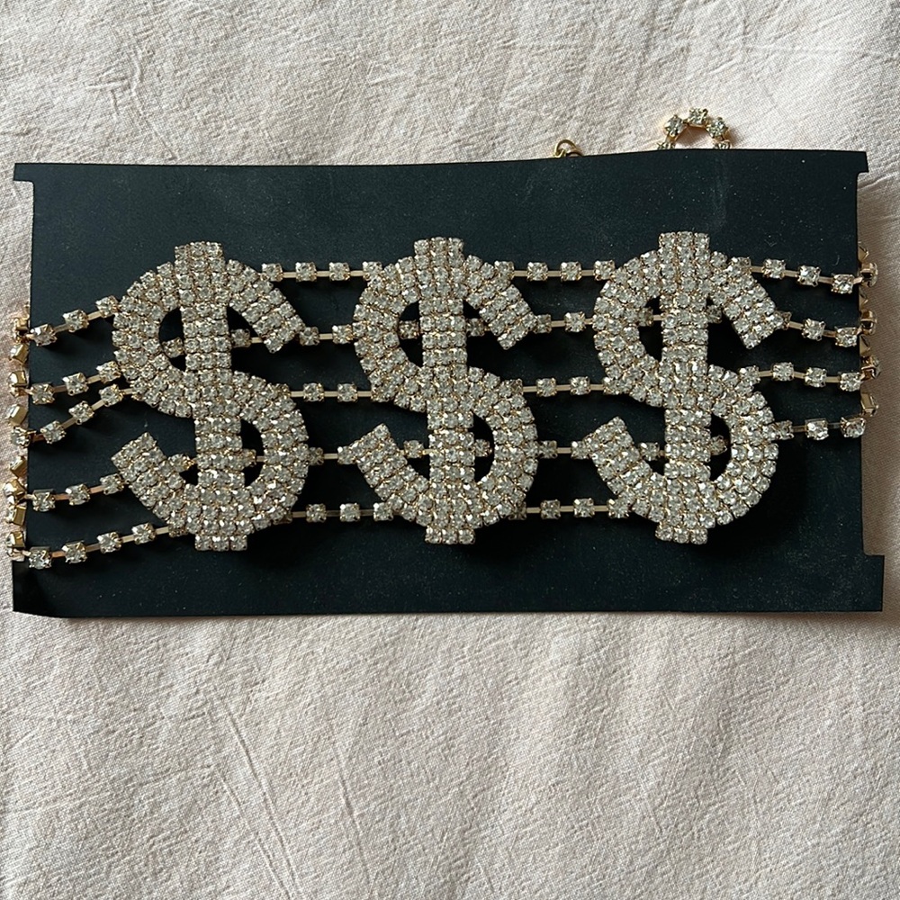 Crystal Dollar Sign Choker Necklace